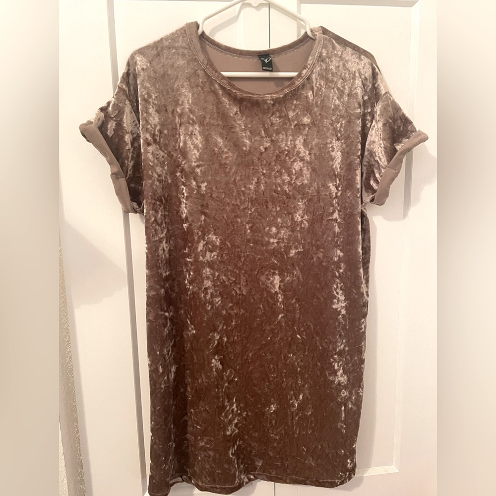 WINDSOR VELVET OVERSIZED TEE DRESS- S